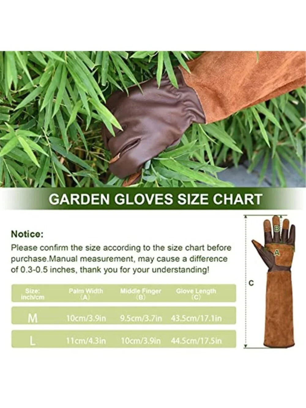 Women's Long Gardening Gloves Thorn Proof Rose Pruning Cowhide Leather